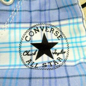 Converse Chuck Taylor All Stars Shoes Sneakers Blue Plaid Unisex Men 5 Women 7